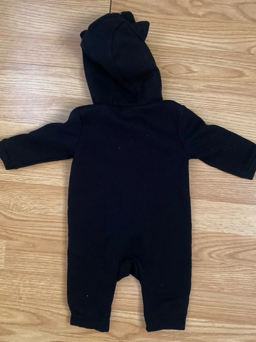 Old Navy Black Cat Hooded One-Piece with Pink Lining